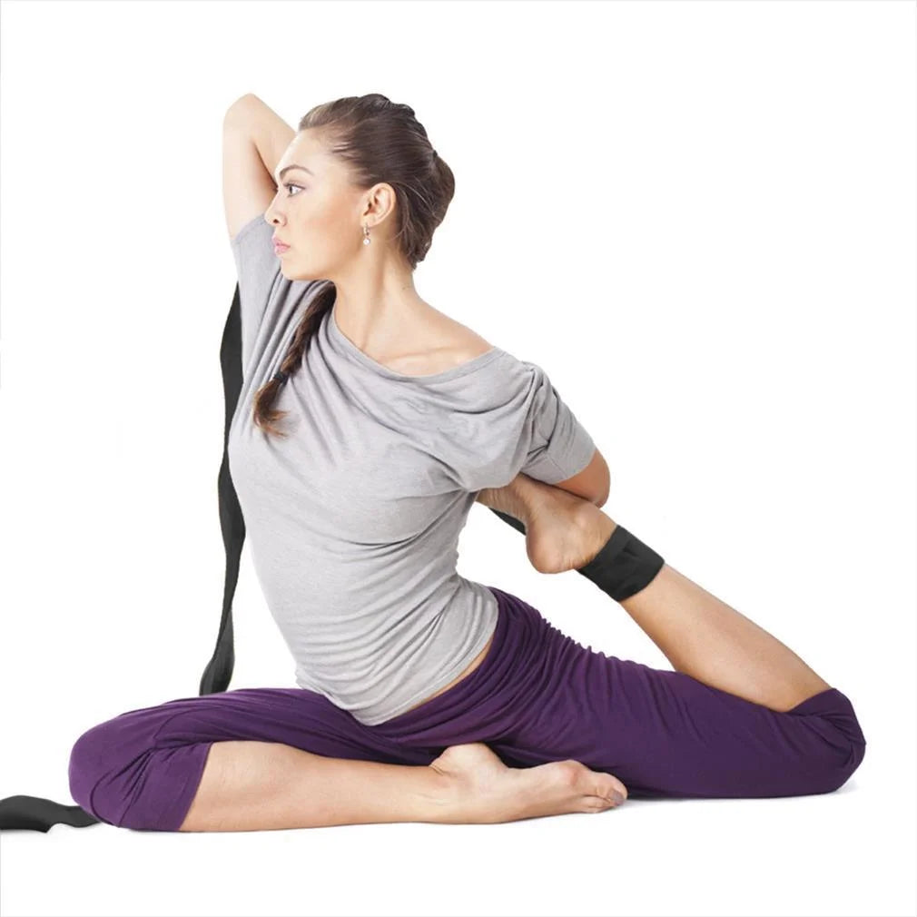 Black 10' Extra-Long Cotton Yoga Strap with Metal D-Ring