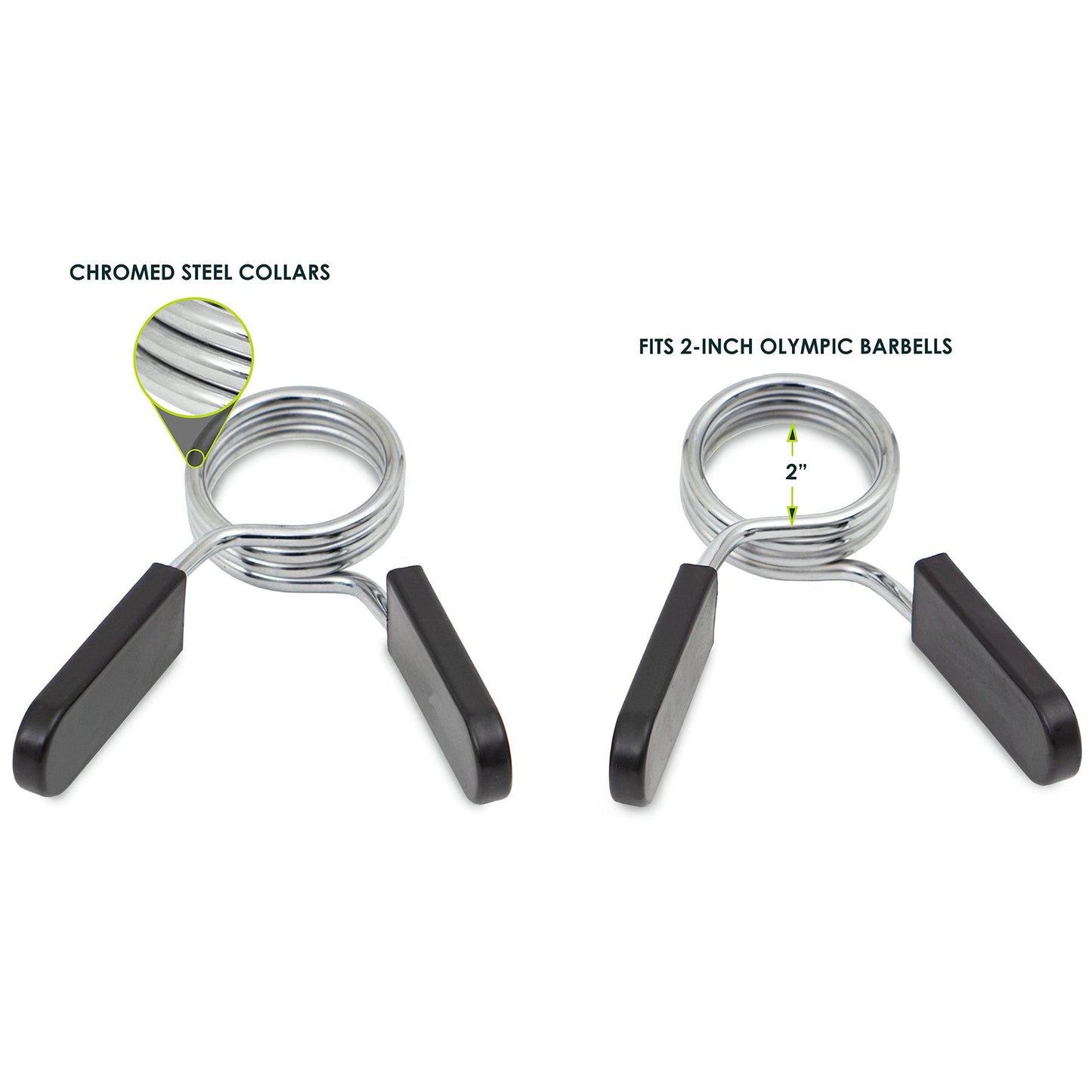 Bar Clips Barbell Clamps, Barbell Spring Clip Collar 2-Inch Pair with Easy-Grip Handles for Weightlifting, Powerlifting, Crossfit and Strength Training