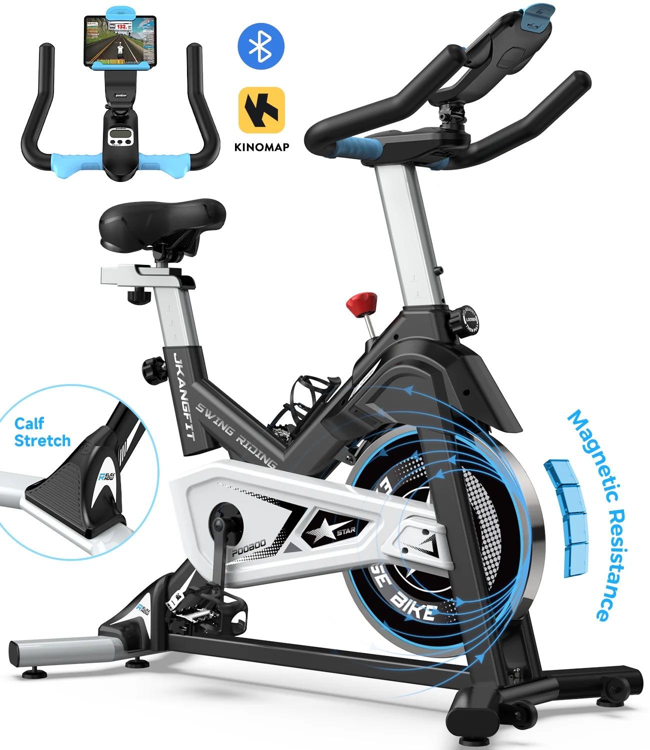 Bluetooth Magnetic Exercise Bike Indoor Cycling Bike Stationary Bikes 40Lbs Flywheel 350Lbs