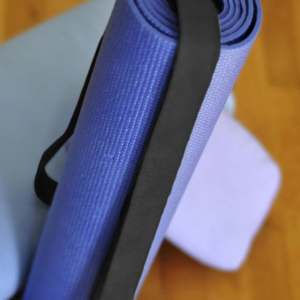 Black 10' Extra-Long Cotton Yoga Strap with Metal D-Ring