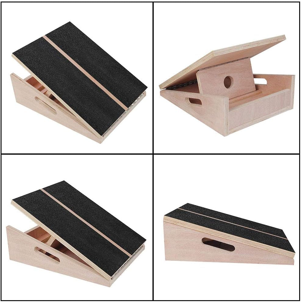 Professional Wooden Slant Board Calf Stretcher, Adjustable Incline Ankle Stretching Board, Extra Side Handle Design for Portability, 5 Positions Workout Board