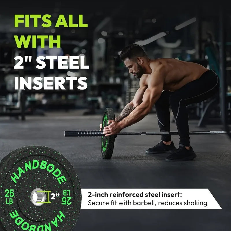 2-Inch Bumper Plates High Bounce, Weight Plate Set 45/100/160/190/260/300Lb, Barbell Weight Plates Set for Home Gym