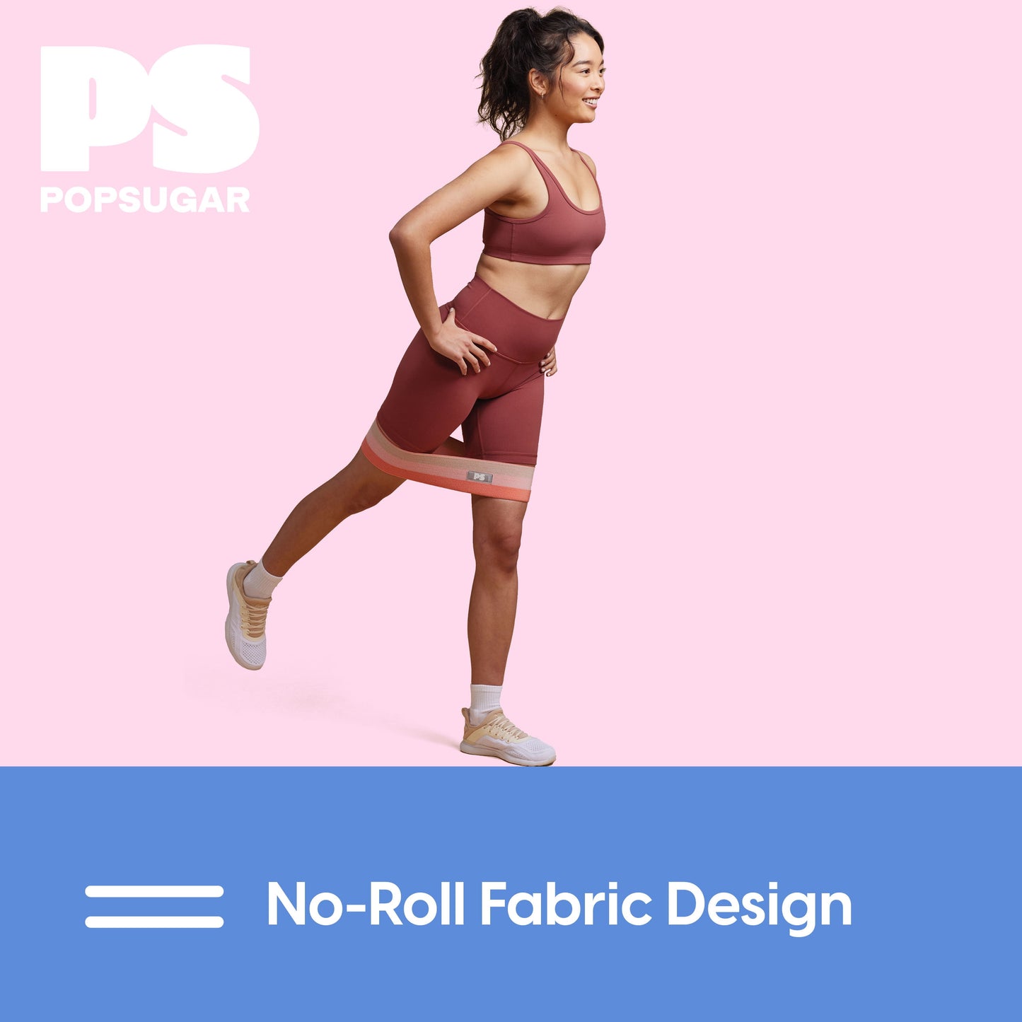 Fabric Hip Bands, Set of 2 No-Roll Glute Bands, Light & Medium Strength, Blue/Coral