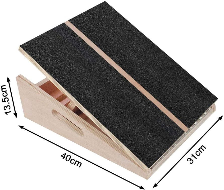 Professional Wooden Slant Board Calf Stretcher, Adjustable Incline Ankle Stretching Board, Extra Side Handle Design for Portability, 5 Positions Workout Board
