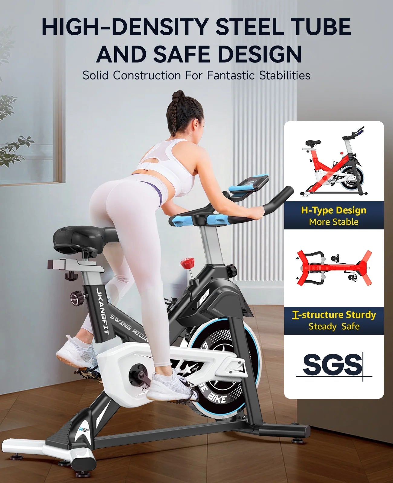 Bluetooth Magnetic Exercise Bike Indoor Cycling Bike Stationary Bikes 40Lbs Flywheel 350Lbs