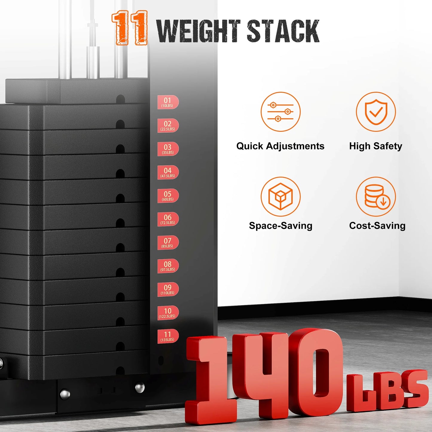 Home Gym, Workout Station with 150LBS Weight Stack, Multifunctional Home Gym Equipment with Pulley System for Full Body Strength Training