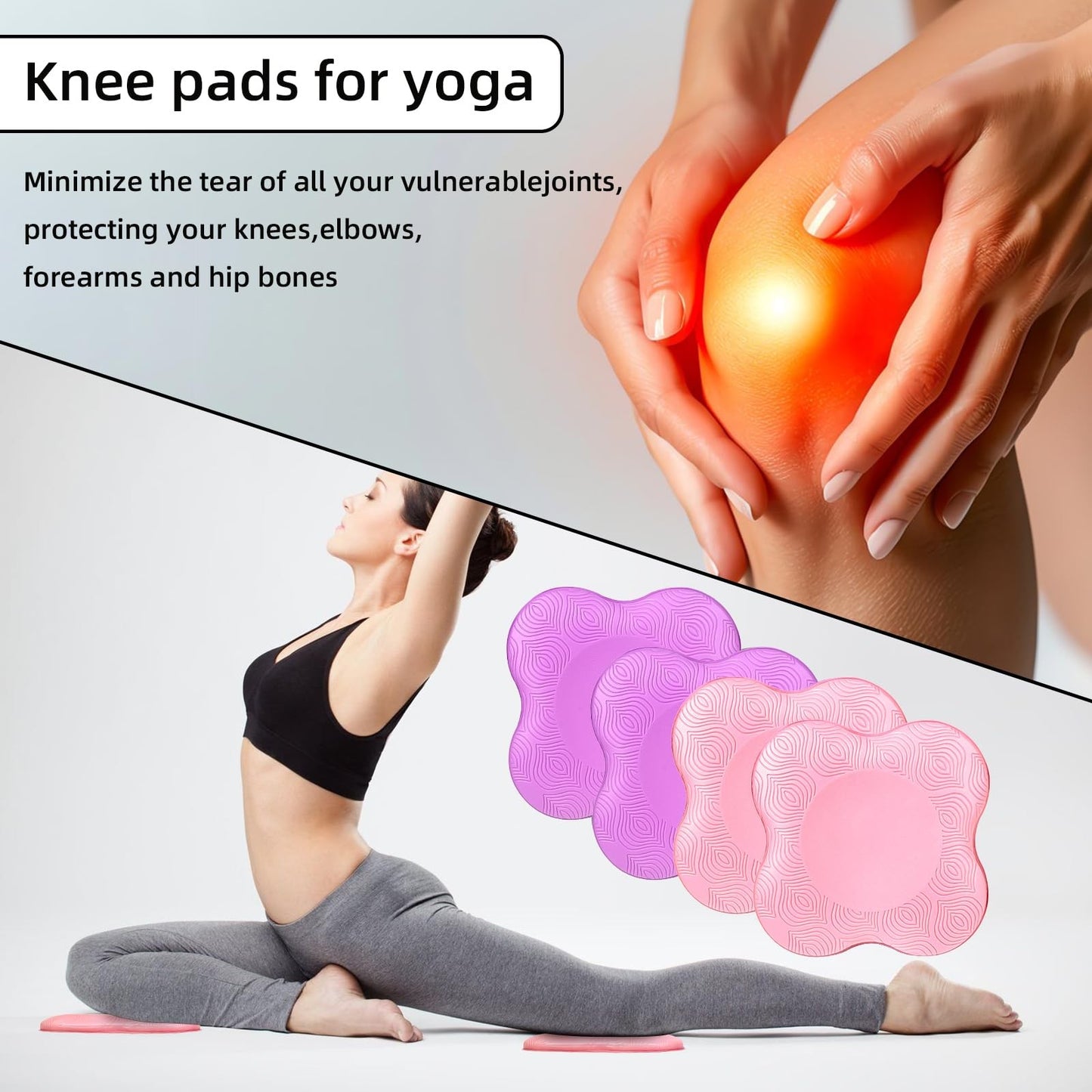 Yoga Knee Pads, Set of 4, Cushions for Knees and Elbows, Fitness, Meditation,...