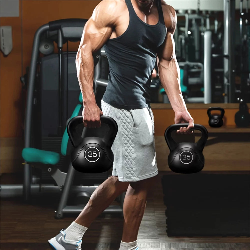 35 Lbs HDPE Coated Kettlebell, Black