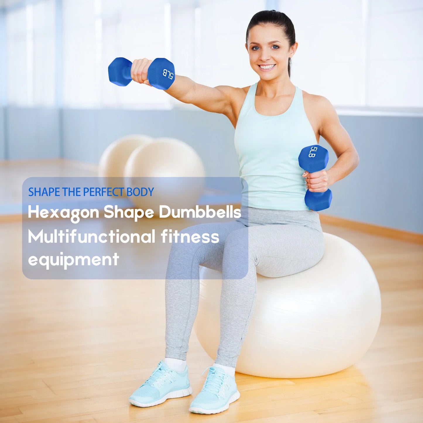 22 Lb Neoprene Dumbbell Combination Set, Featuring a Storage Box, Anti-Slip and Anti-Roll Hex Dumbbells in Pair for Strength Training, Resistance Training