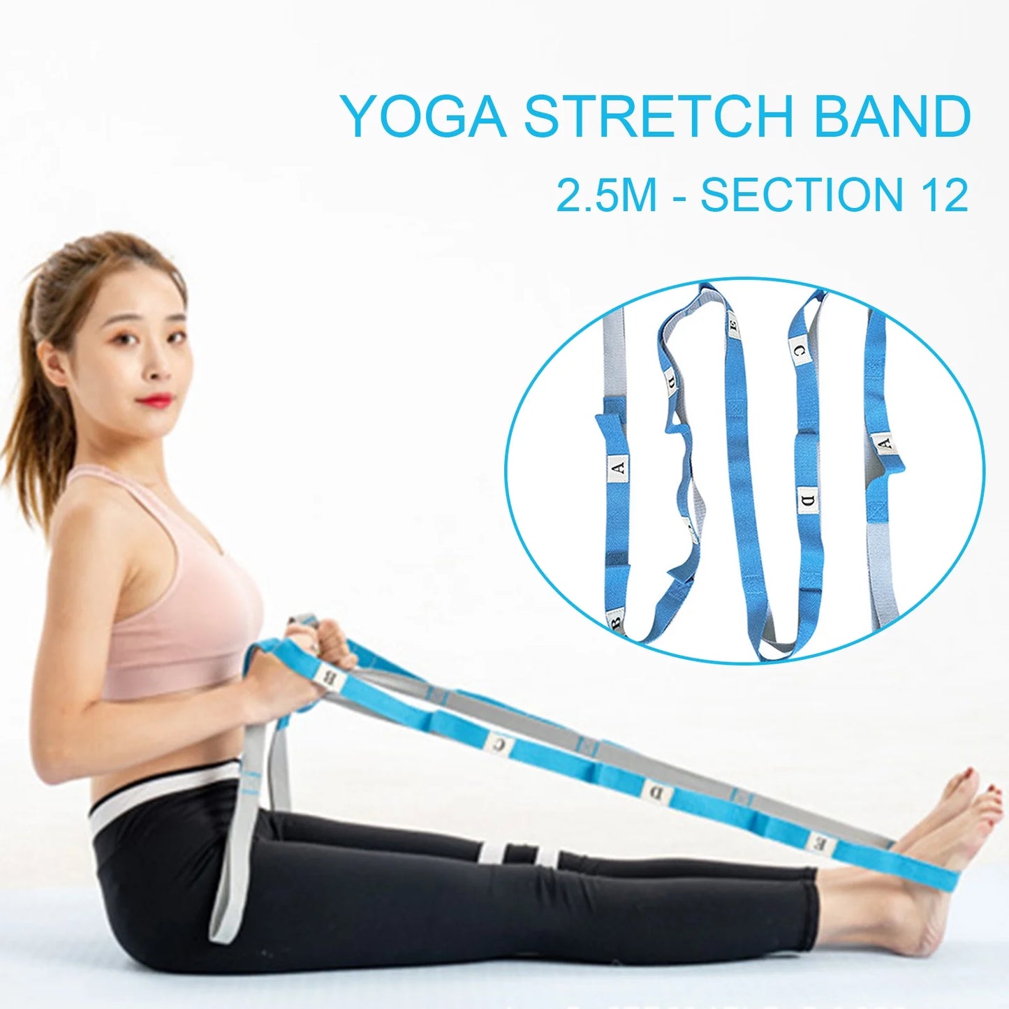 Yoga Stretching Strap with Multi-Loop Wear-Resistant Non-Elastic Physical Therapy Stretch Band Leg Stretch Strap