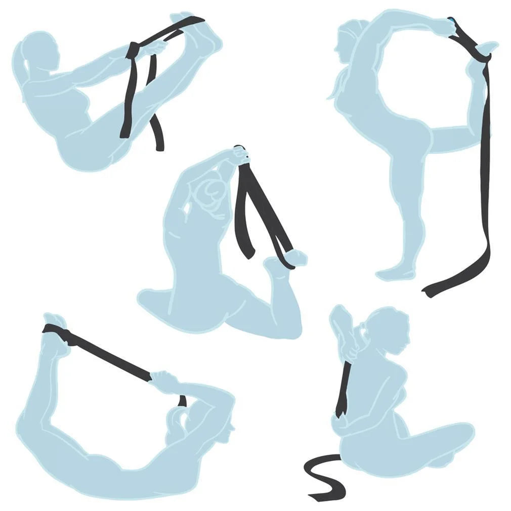 Black 10' Extra-Long Cotton Yoga Strap with Metal D-Ring