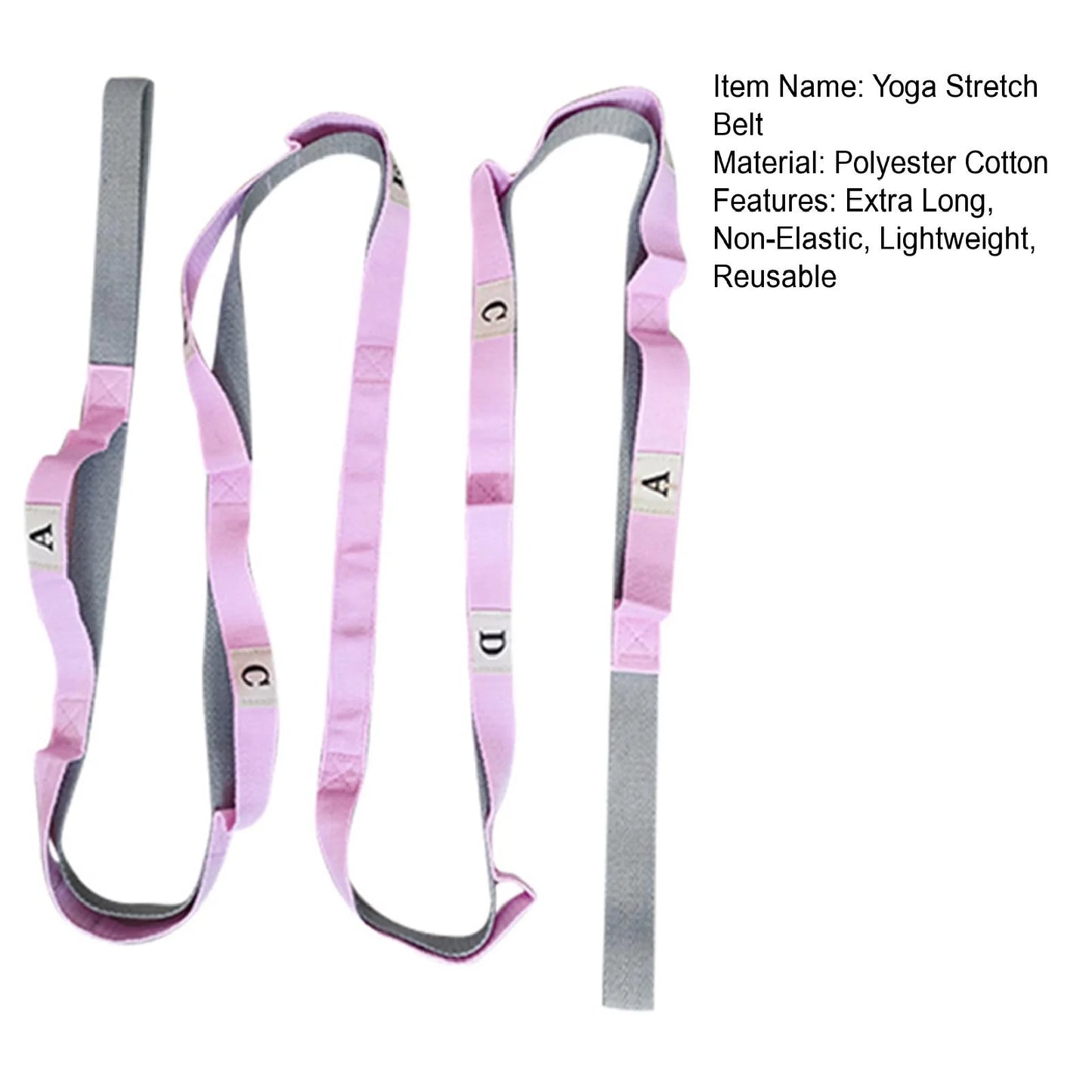 Yoga Stretching Strap with Multi-Loop Wear-Resistant Non-Elastic Physical Therapy Stretch Band Leg Stretch Strap