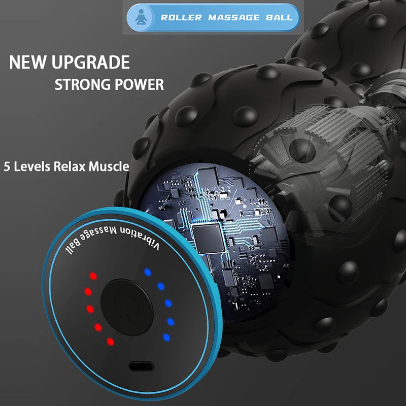 Rechargeable 5 Gears Vibrating Massage Ball Portable Peanut Massager Vibrating Foam Roller for Fitness Mobility Yoga Relaxation