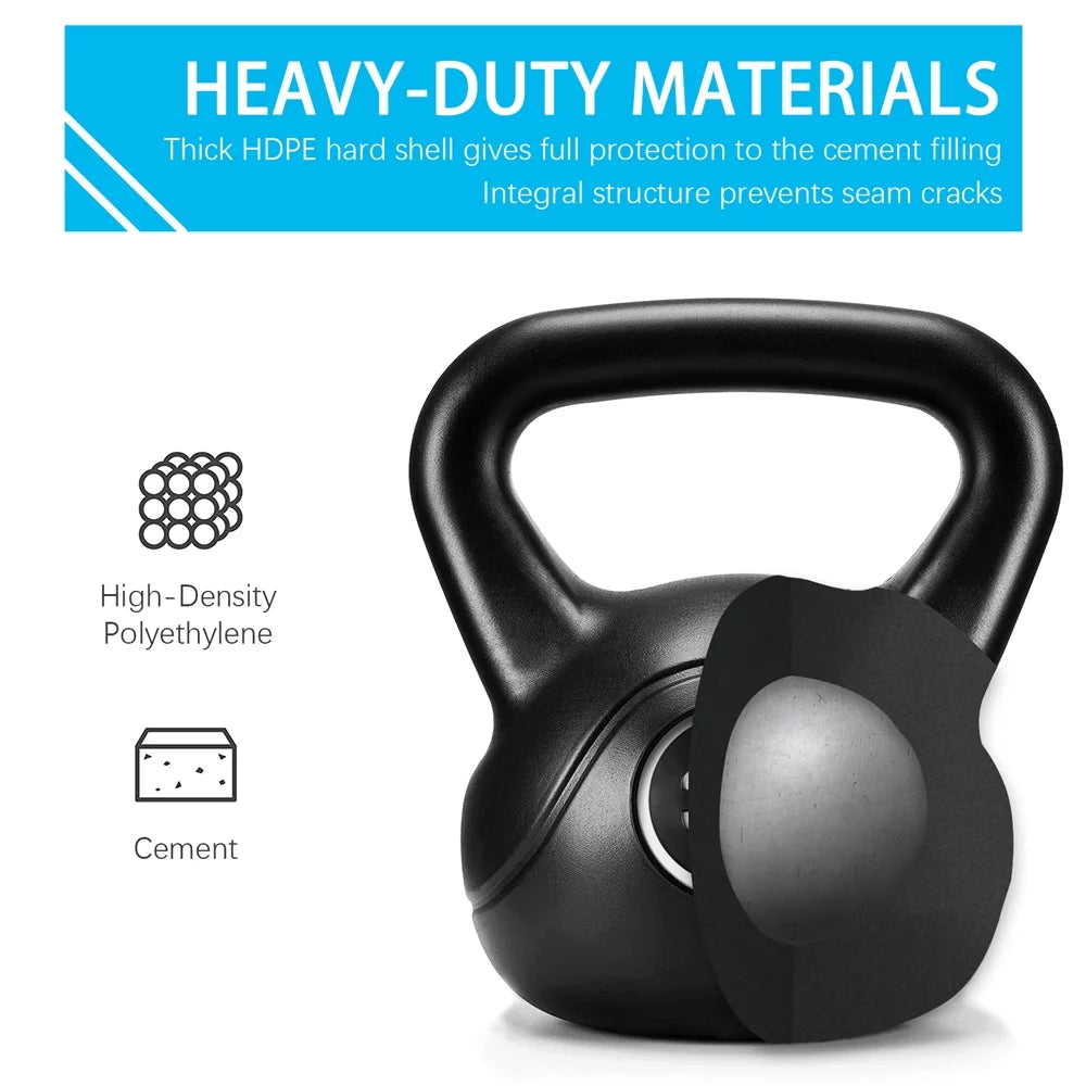 35 Lbs HDPE Coated Kettlebell, Black
