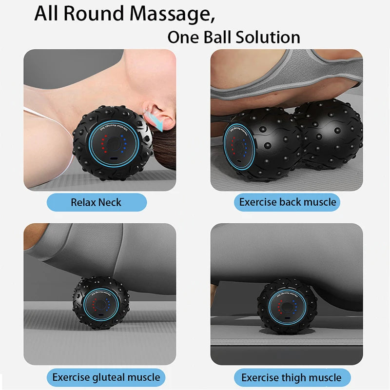 Rechargeable 5 Gears Vibrating Massage Ball Portable Peanut Massager Vibrating Foam Roller for Fitness Mobility Yoga Relaxation