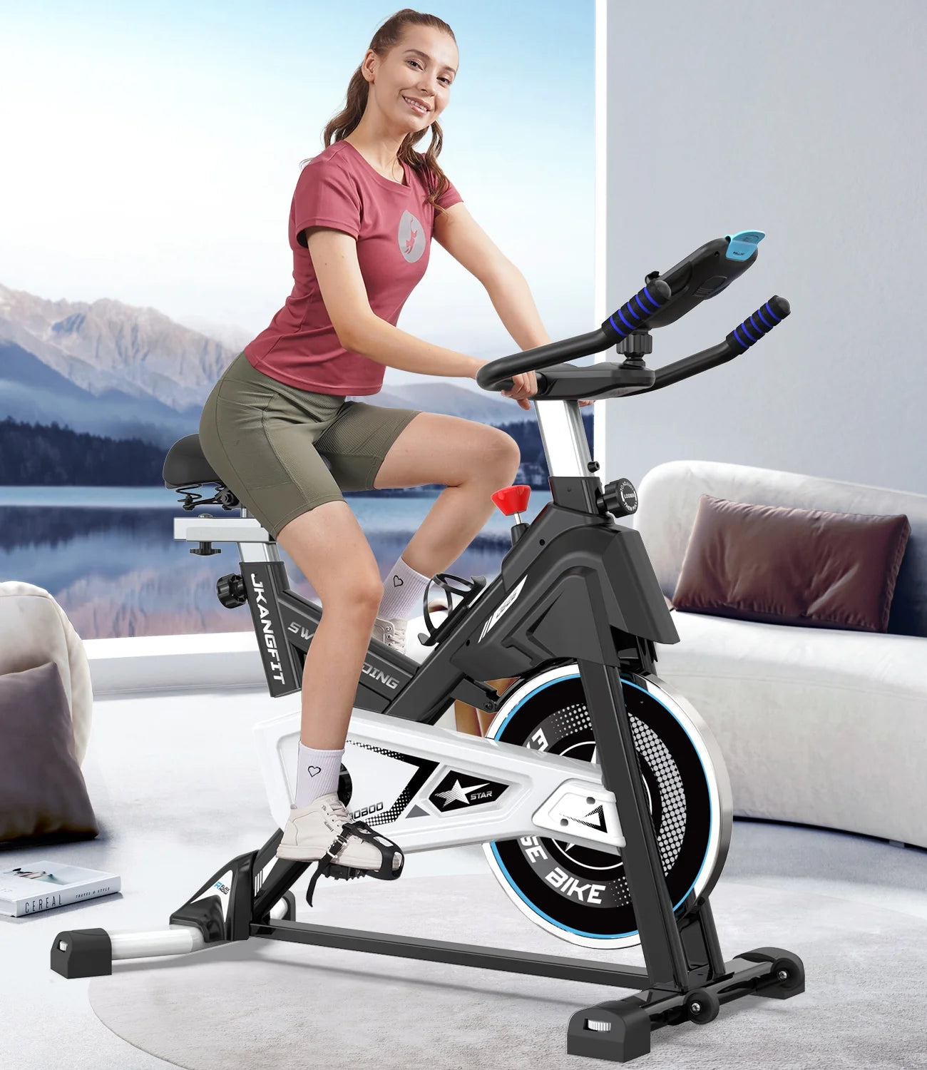 Bluetooth Magnetic Exercise Bike Indoor Cycling Bike Stationary Bikes 40Lbs Flywheel 350Lbs