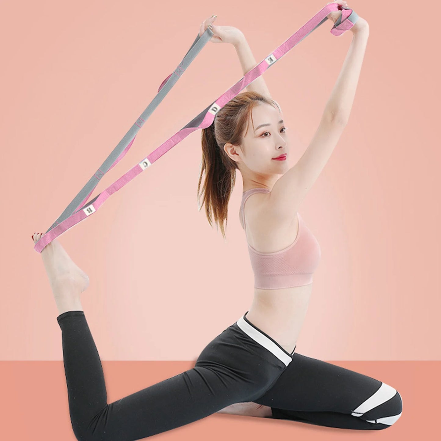 Yoga Stretching Strap with Multi-Loop Wear-Resistant Non-Elastic Physical Therapy Stretch Band Leg Stretch Strap