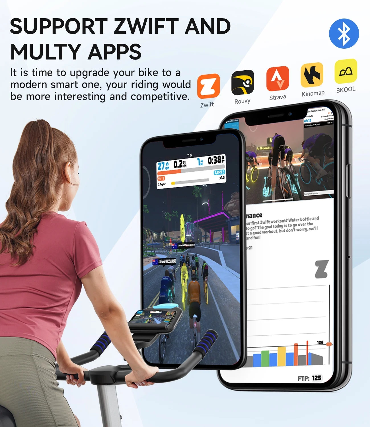 Bluetooth Magnetic Exercise Bike Indoor Cycling Bike Stationary Bikes 40Lbs Flywheel 350Lbs