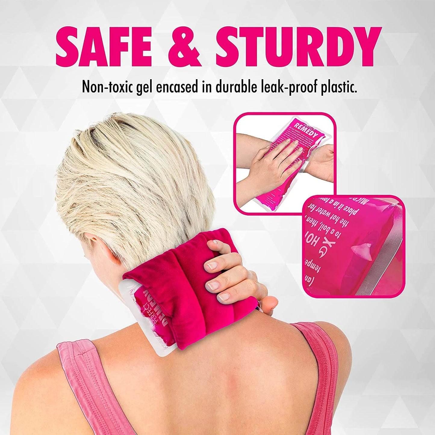 Gel Ice Packs for Injuries Reusable Hot Pack & Cold Pack Compress for Injury, Pain Relief, Rehabilitation, Flexible Therapy, for Knee, Back, Neck, Wrist, Ankle (2 Pack - Pink