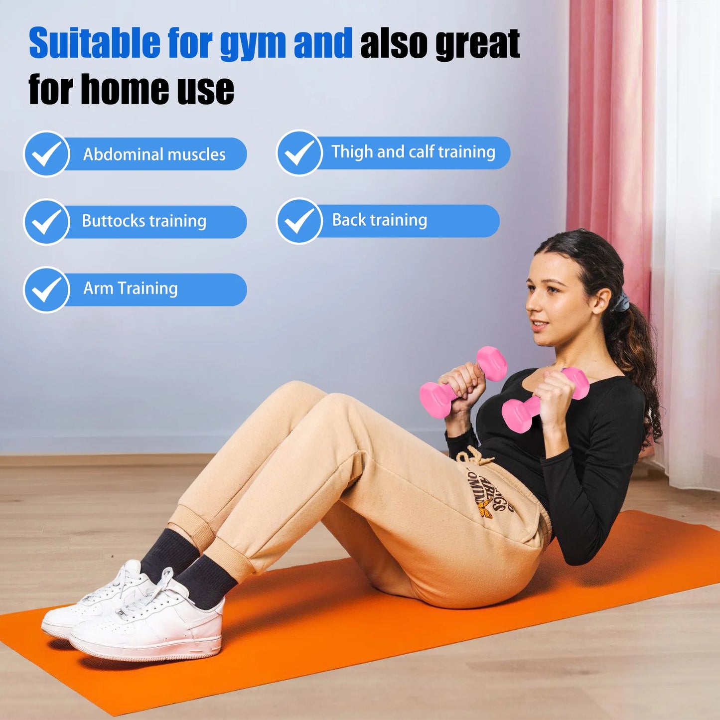22 Lb Neoprene Dumbbell Combination Set, Featuring a Storage Box, Anti-Slip and Anti-Roll Hex Dumbbells in Pair for Strength Training, Resistance Training