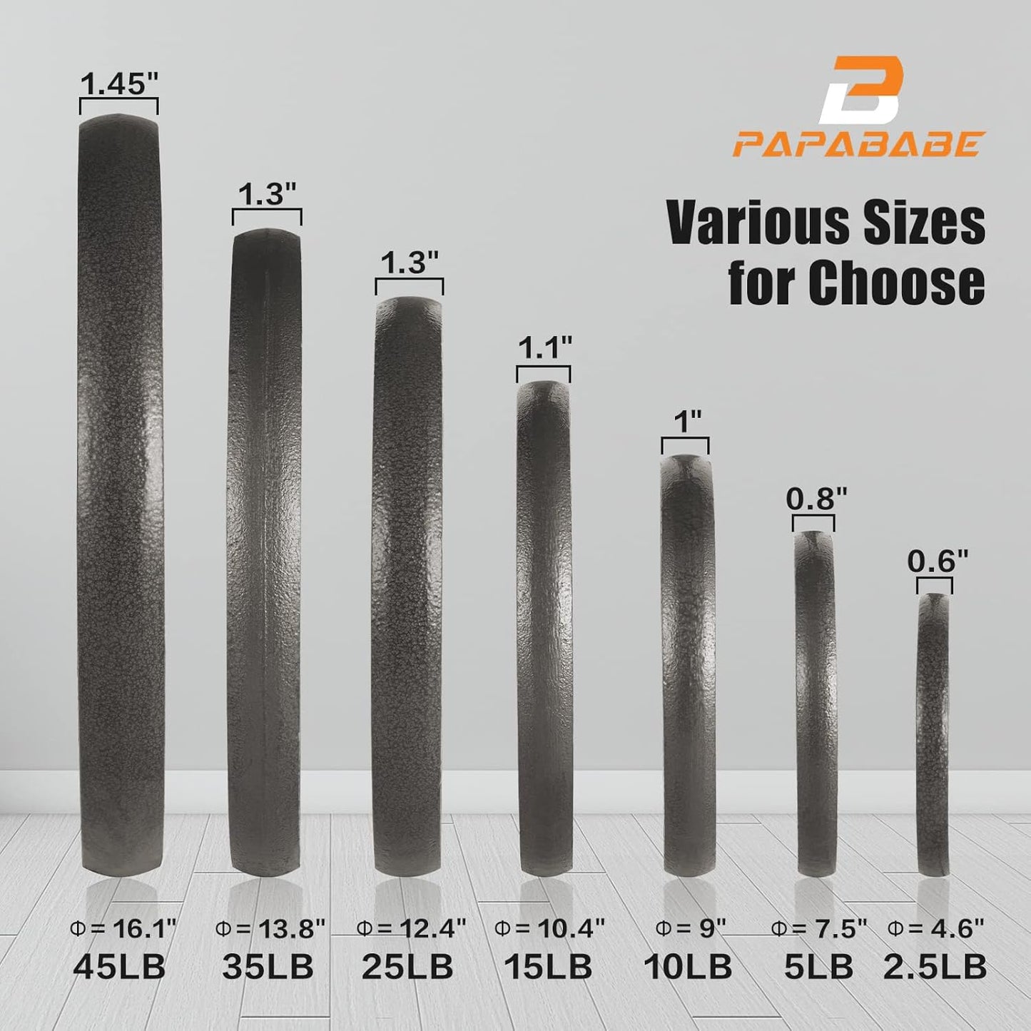 Weight Plates 2-Inch Olympic Grip Plate Sets for Strength and Conditioning Workouts and Weightlifting (45 LB, Single)
