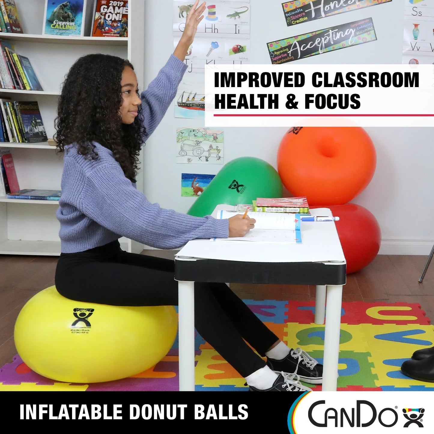 Cando Donut Exercise, Workout, Core Training, Swiss Stability Ball for Yoga, Pilates and Balance Training in Gym, Office or Classroom
