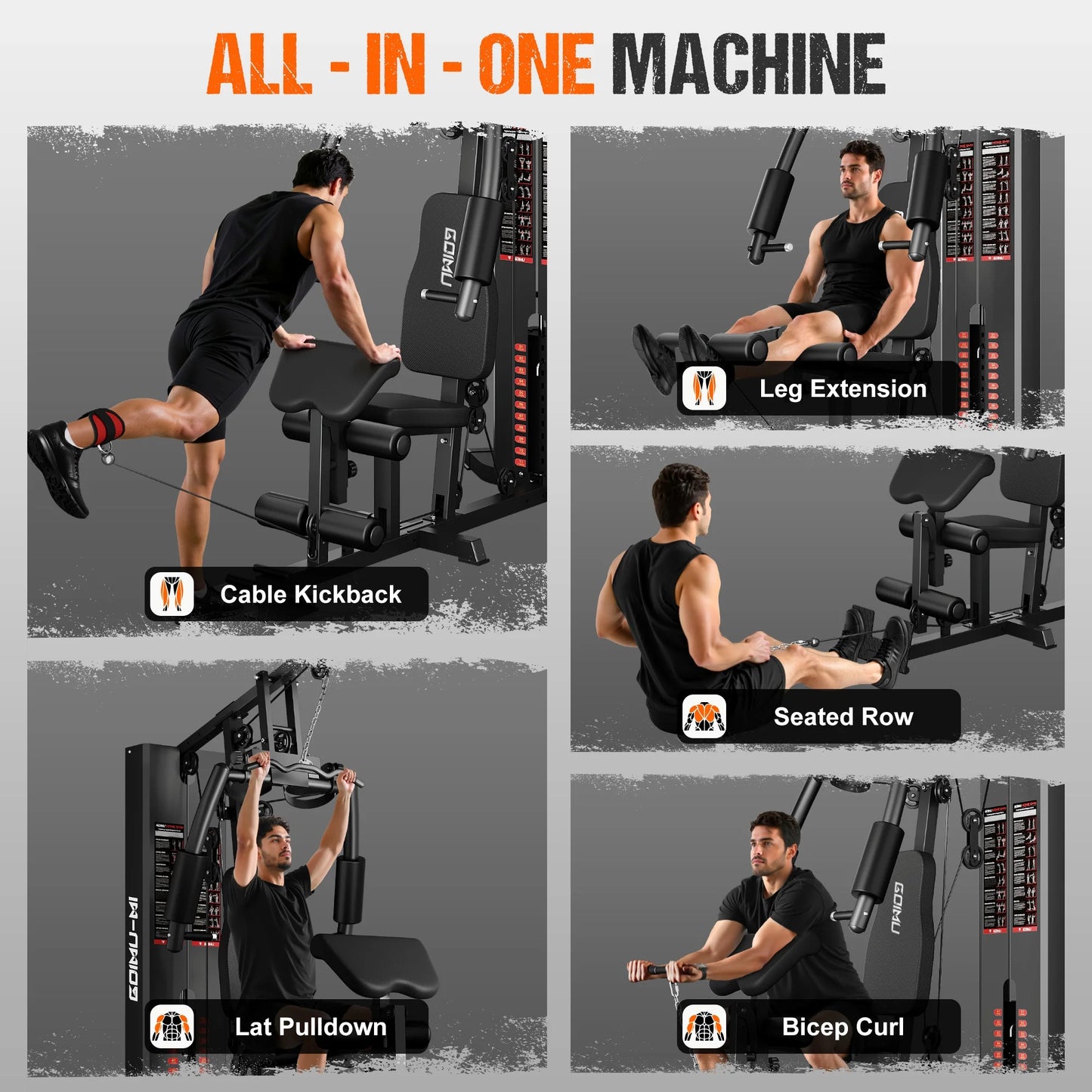 Home Gym, Workout Station with 150LBS Weight Stack, Multifunctional Home Gym Equipment with Pulley System for Full Body Strength Training