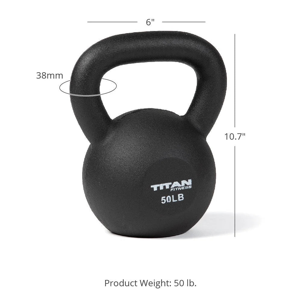 50 LB Cast Iron Kettlebell, Single Piece Casting, LB Markings, Full Body Workout