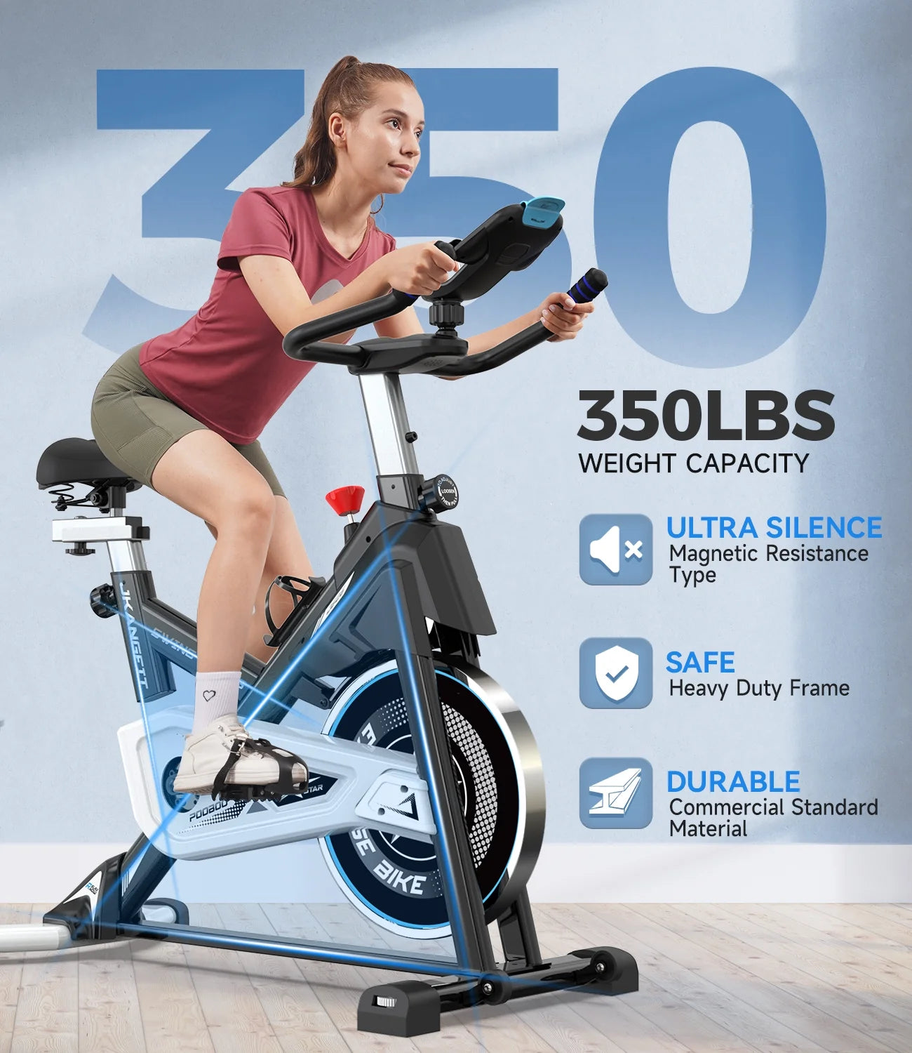 Bluetooth Magnetic Exercise Bike Indoor Cycling Bike Stationary Bikes 40Lbs Flywheel 350Lbs