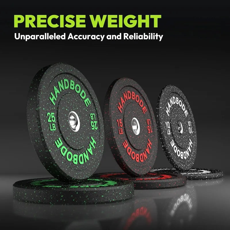 2-Inch Bumper Plates High Bounce, Weight Plate Set 45/100/160/190/260/300Lb, Barbell Weight Plates Set for Home Gym