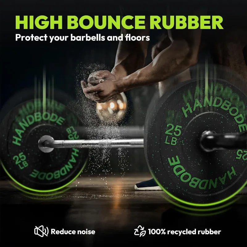 2-Inch Bumper Plates High Bounce, Weight Plate Set 45/100/160/190/260/300Lb, Barbell Weight Plates Set for Home Gym