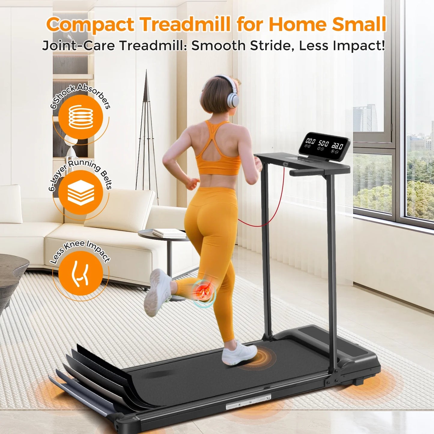 Portable Treadmills for Home Workouts Fitness,3.5Hp Walking Pad Treadmill with Handles,Compact Running Treadmill with LED Display,400Lbs