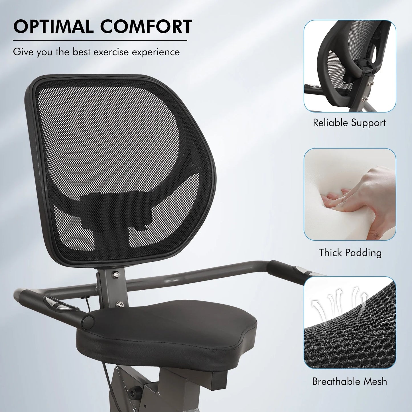 Recumbent Exercise Bike for Home Stationary Bike Sturdy Quiet 8 Levels Recumbent Bikes Large Comfortable Seat Heart Rate Handle & Ipad Holder for Gym Seniors Adults