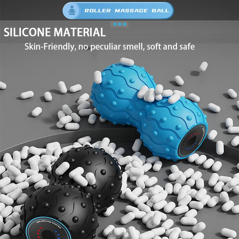 Rechargeable 5 Gears Vibrating Massage Ball Portable Peanut Massager Vibrating Foam Roller for Fitness Mobility Yoga Relaxation