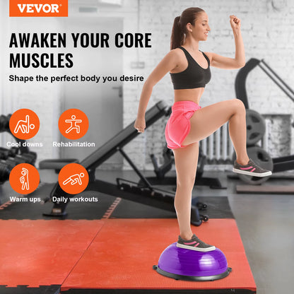 Succebuy Half Exercise Ball Trainer Balance Ball Trainer Stability Ball Yoga Ball with Resistance Bands Foot Pump Strength Ball