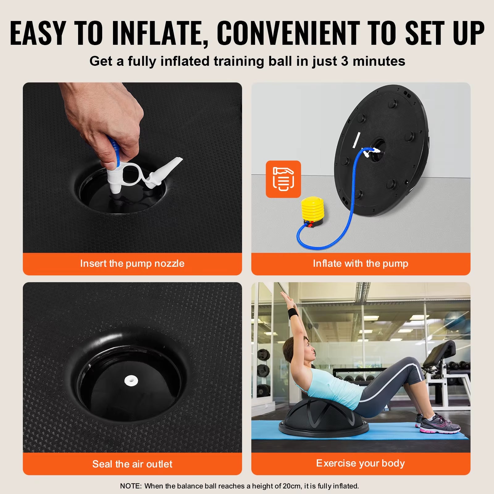 Succebuy 23In Half Exercise Ball Trainer Balance Ball Trainer 660Lbs Capacity Stability Yoga Ball for Home Gym Full Body Workout