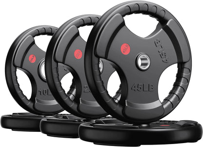 160Lbs Weight Plates 2 Inch Rubber Coated Olympic Weight Plate for Strength Training & Weightlifting in Home Gym, Solid Cast Iron Bumper Plates for Barbell