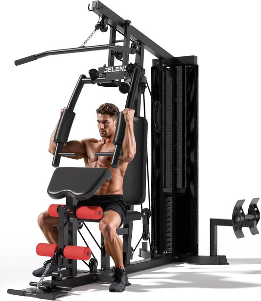 Home Gym, Multifunctional H10 Home Gym Equipment, Workout Station with 146LBS Weight Stack, Exercise Equipment with Pulley System for Full Body Training