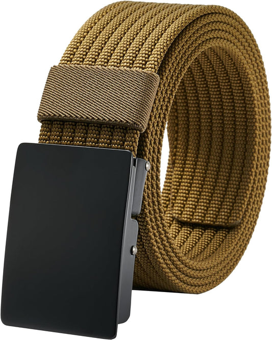 Men Nylon Web Belts - Metal Buckle, Fully Adjustable Belt Strap for Work, Easy Trim to Fit 28-49" Waist