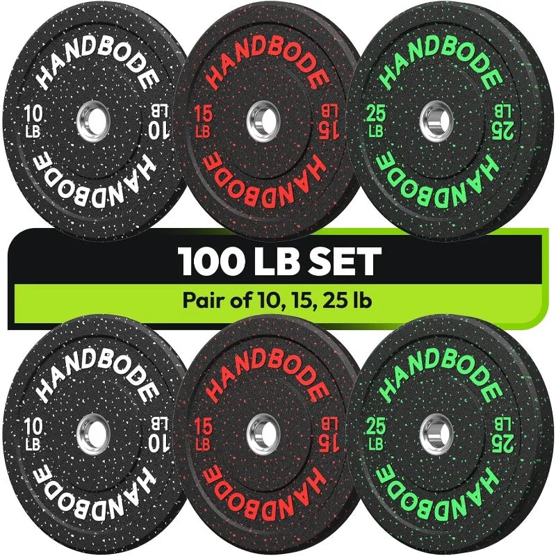 2-Inch Bumper Plates High Bounce, Weight Plate Set 45/100/160/190/260/300Lb, Barbell Weight Plates Set for Home Gym