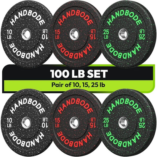 2-Inch Bumper Plates High Bounce, Weight Plate Set 45/100/160/190/260/300Lb, Barbell Weight Plates Set for Home Gym