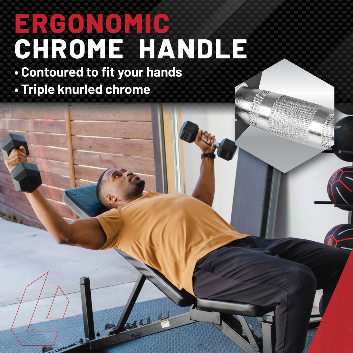 Premium Rubber Hex Dumbbell, Single, 60 Lbs
