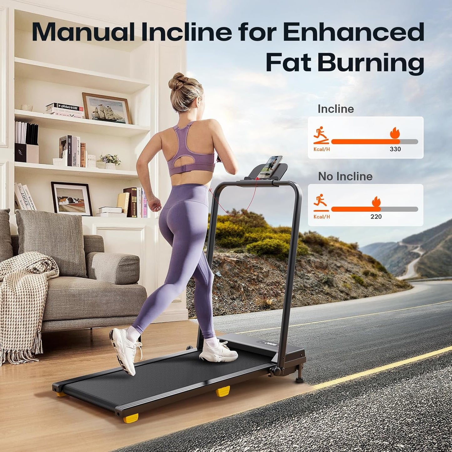 Walking Pad, 3-In-1 under Desk Treadmill for Home and Office, 2.5 HP Portable Walking Jogging Running Machine with Remote Control and LED Display
