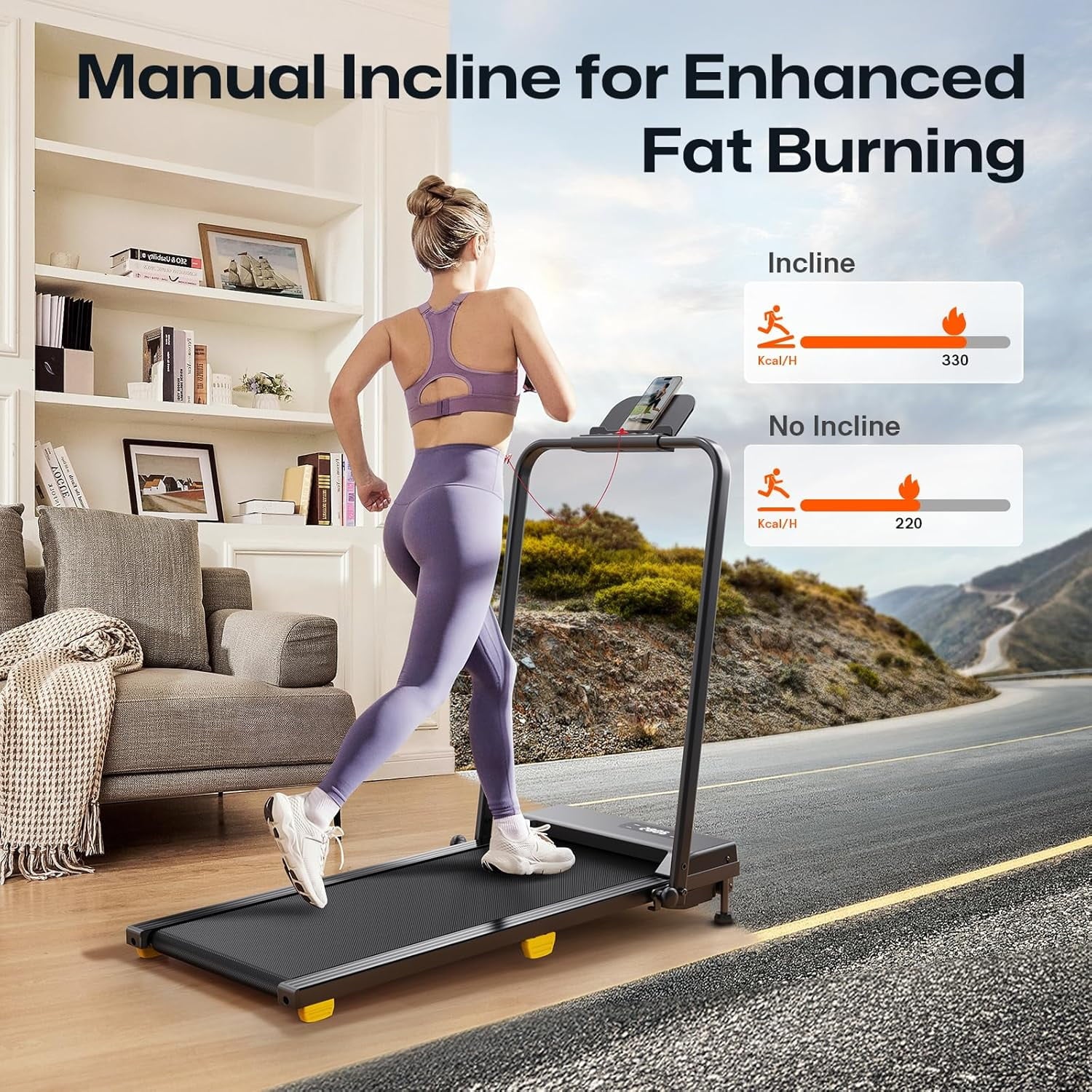 Walking Pad, 3-In-1 under Desk Treadmill for Home and Office, 2.5 HP Portable Walking Jogging Running Machine with Remote Control and LED Display