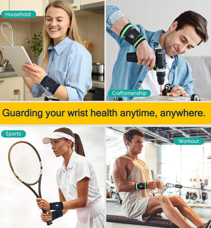 Wrist Brace/Wraps Wrist Compression Strap and Support for Work Fitness Weightlifting Sprains Tendonitis, Carpal Tunnel Arthritis, Pain Relief, Adjustable Wristbands 2 PACK (Black, M)