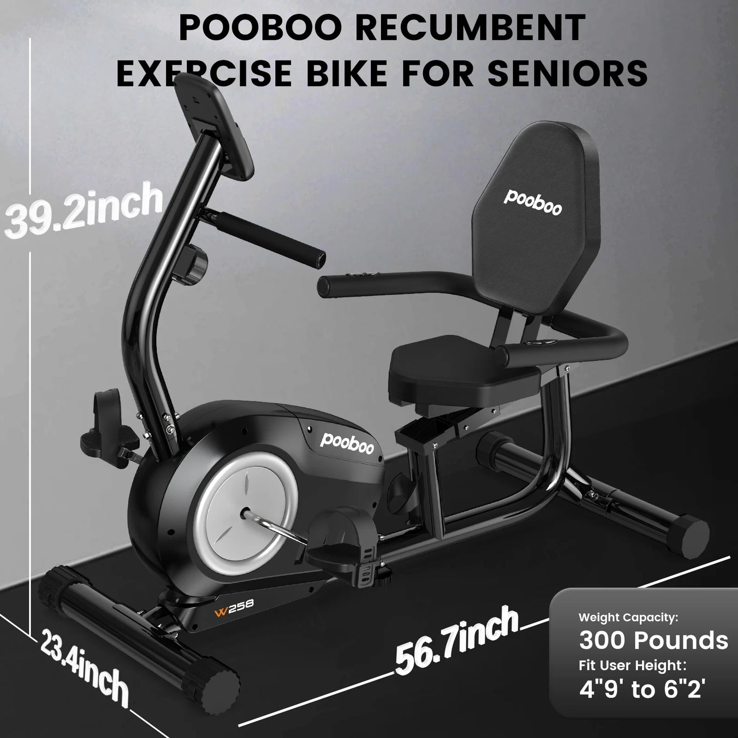Recumbent Exercise Bikes Sit down Stationary Bicycle Magnetic Resistance Indoor Cycling Bike 380Lb Silver