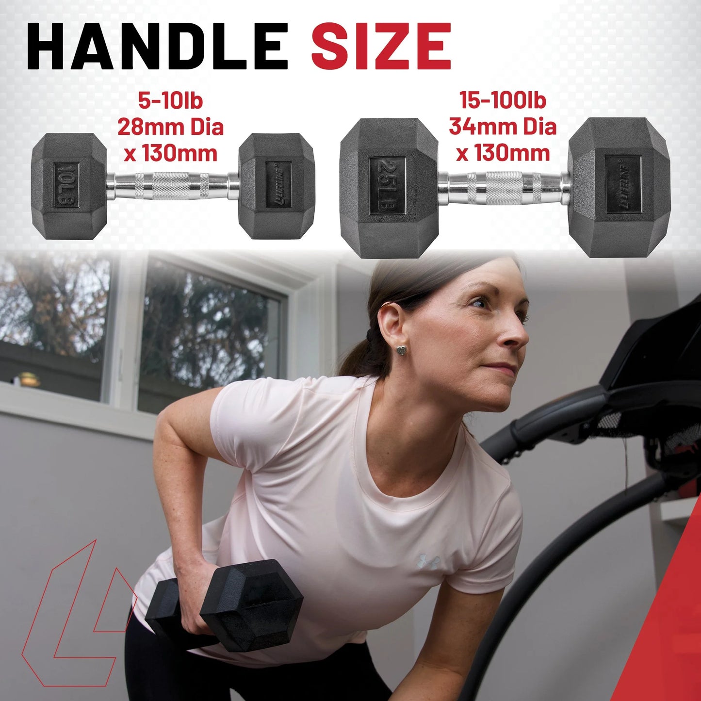 Premium Rubber Hex Dumbbell, Single, 60 Lbs