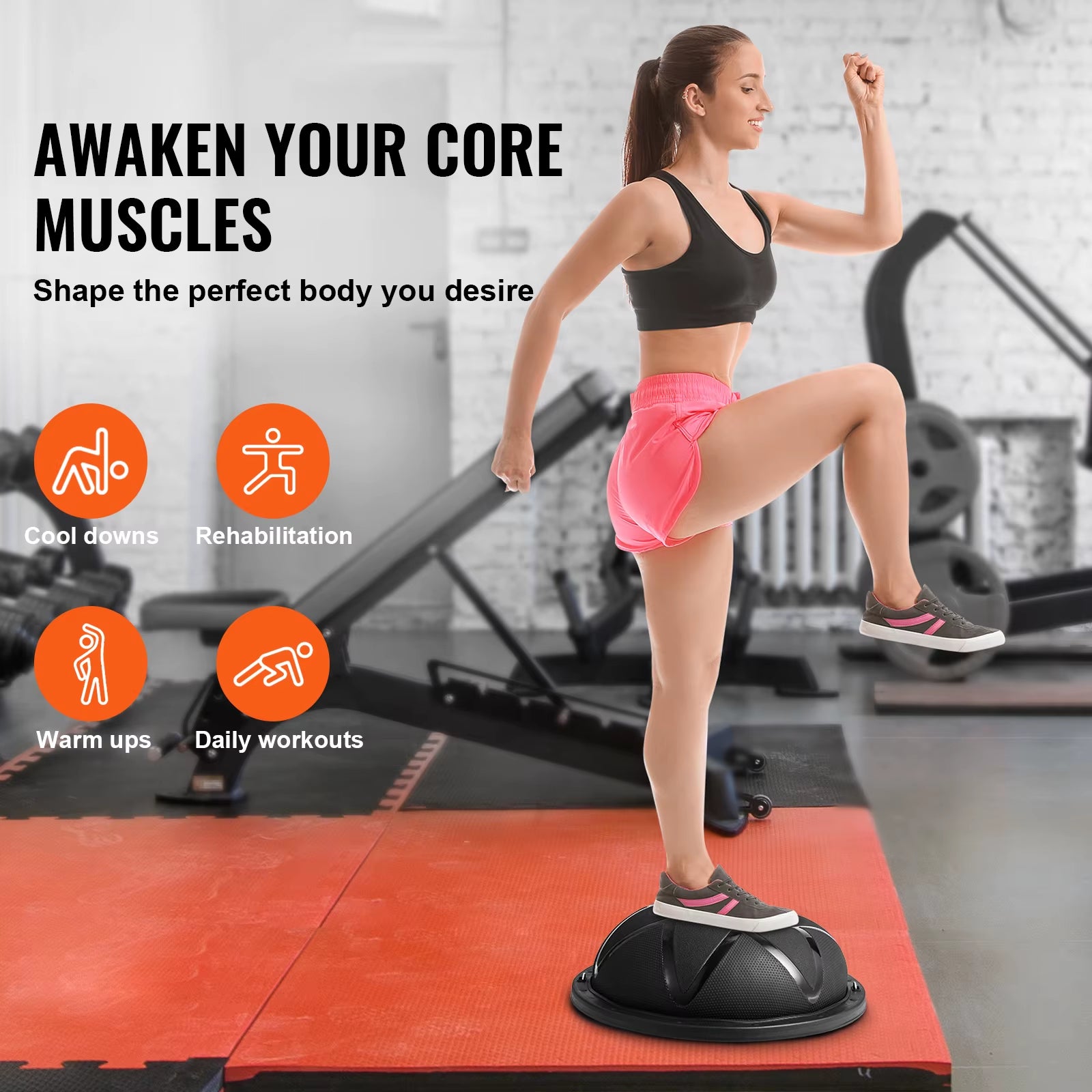 Succebuy 23In Half Exercise Ball Trainer Balance Ball Trainer 660Lbs Capacity Stability Yoga Ball for Home Gym Full Body Workout