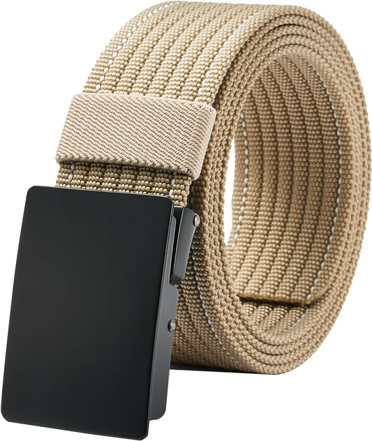 Men Nylon Web Belts - Metal Buckle, Fully Adjustable Belt Strap for Work, Easy Trim to Fit 28-49" Waist