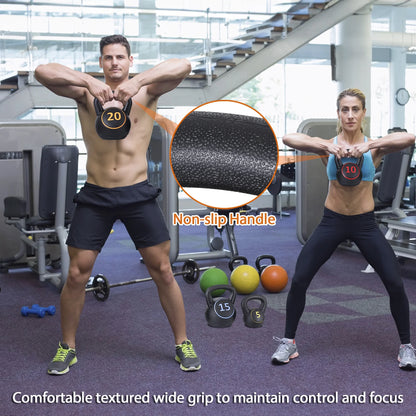 4 Piece Kettlebell Set - 5Lb 10Lb 15Lb 20Lb Workout Fitness Weight Set Wide Grap